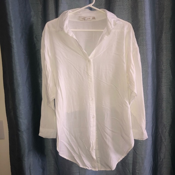 Bishop + Young -L- Crisp White Shirt elastic back- full sleeve- new or like new - Picture 1 of 14